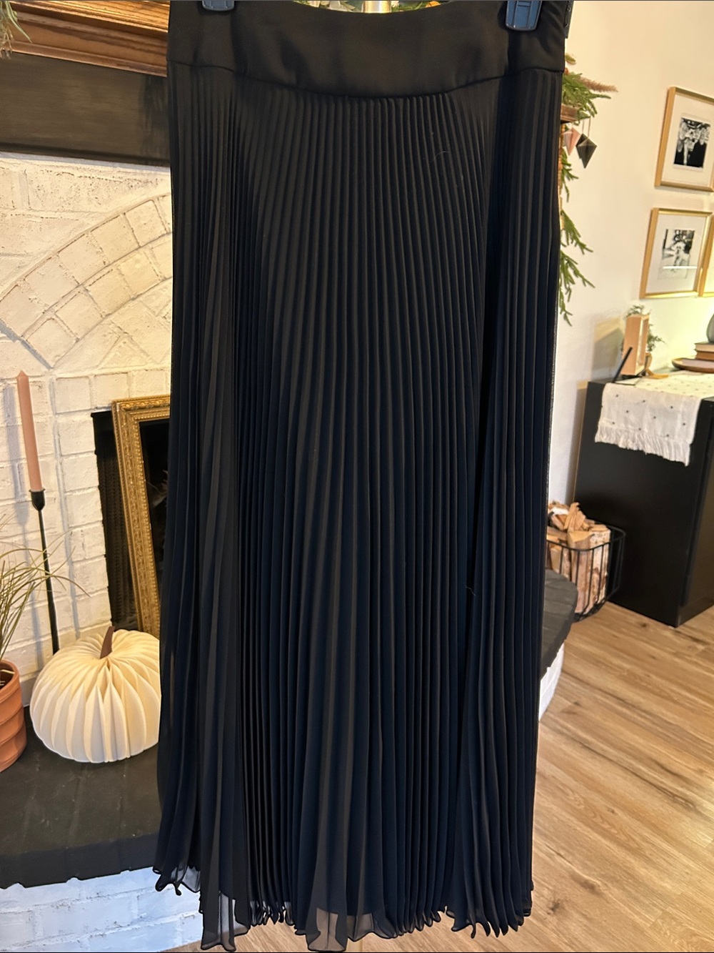 Women's Black Pleated Maxi Skirt